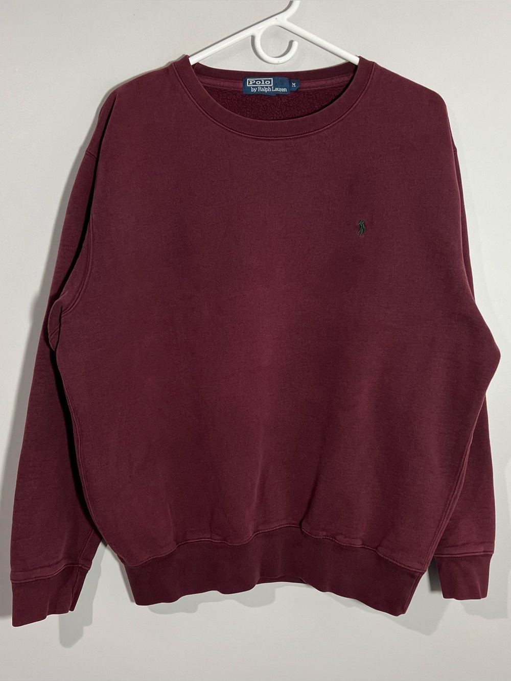 Vintage Polo Ralph Lauren Burgundy Green Pullover Sweatshirt Mens Medium